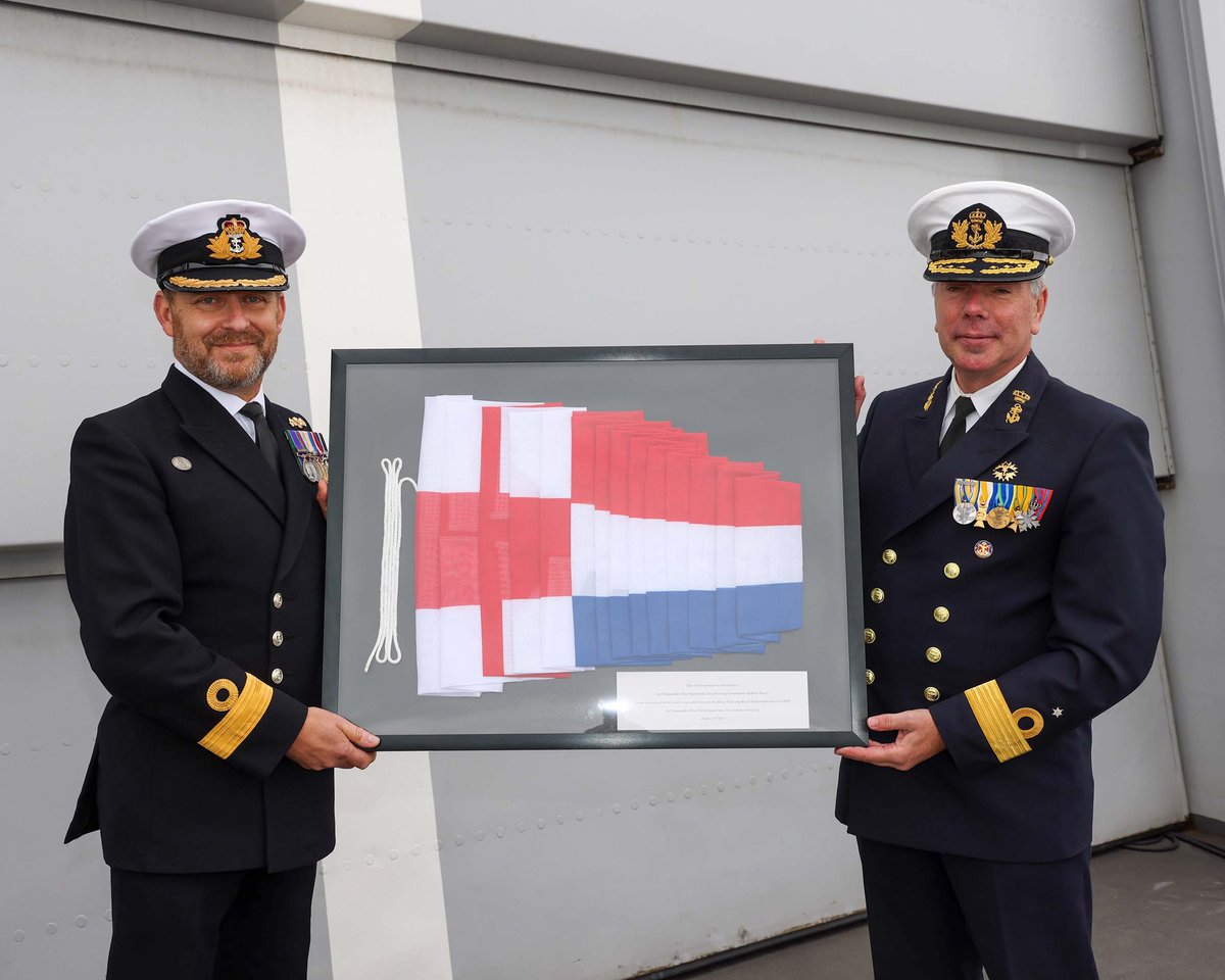 @FOST & @kon_marine have celebrated 60 years of training cooperation between the @RoyalNavy & Royal Netherlands Navy onboard #DeZevenProvincien. Our bond is as strong as ever - HNLMS EVERTSEN is currently deployed with @HMSQNLZ #CSG21 #WorldClassWorldWide @NLinUK