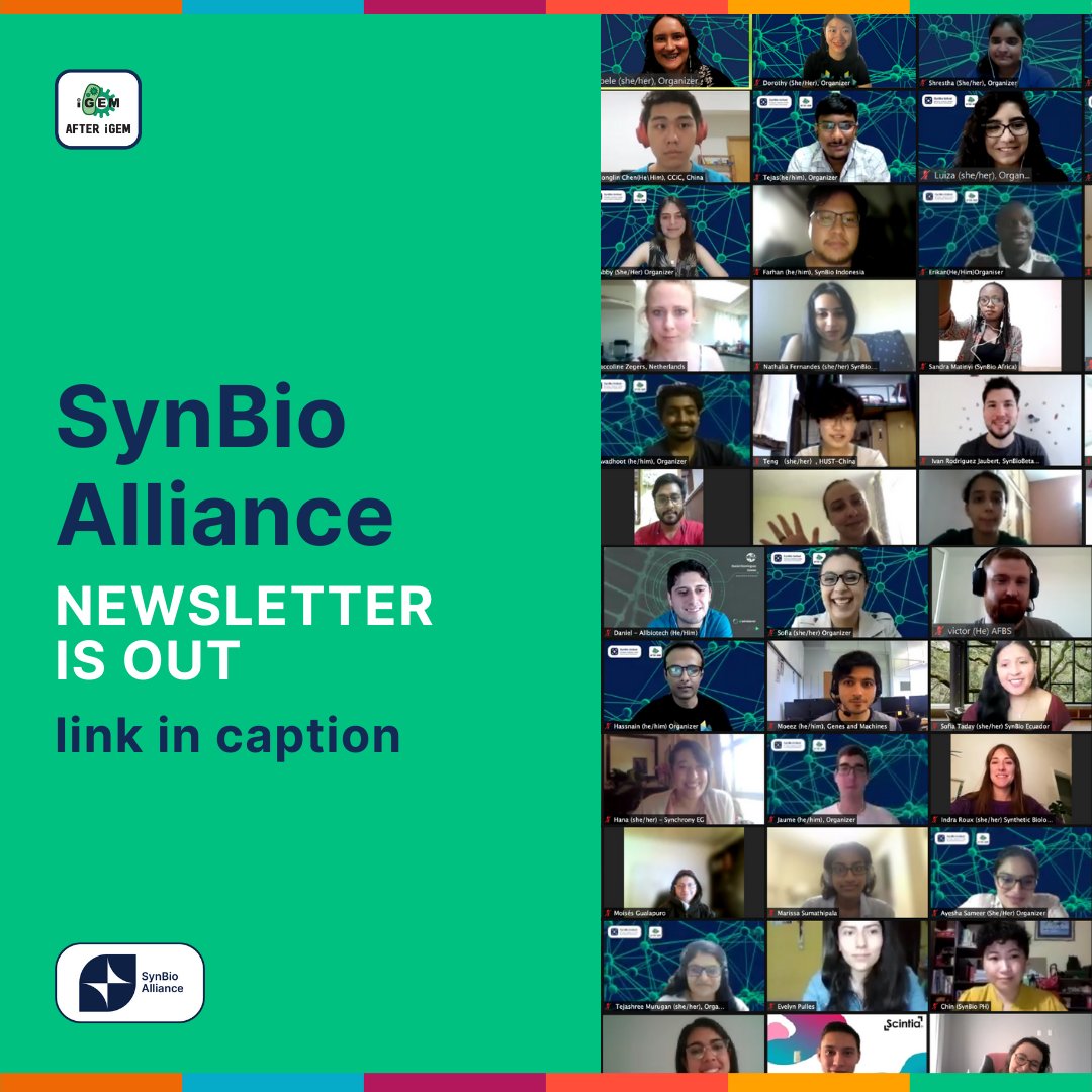 iGEMCommunity's tweet photo. Our 1st SynBio Alliance newsletter is out!
Check out the latest updates, news, events and opportunities from members of the Synbio Alliance.
Also check out our conversation with the @gasb_synbio for the alliance spotlight section!
https://t.co/6ly156VFwR
#AfteriGEM https://t.co/AEjckE5j1c