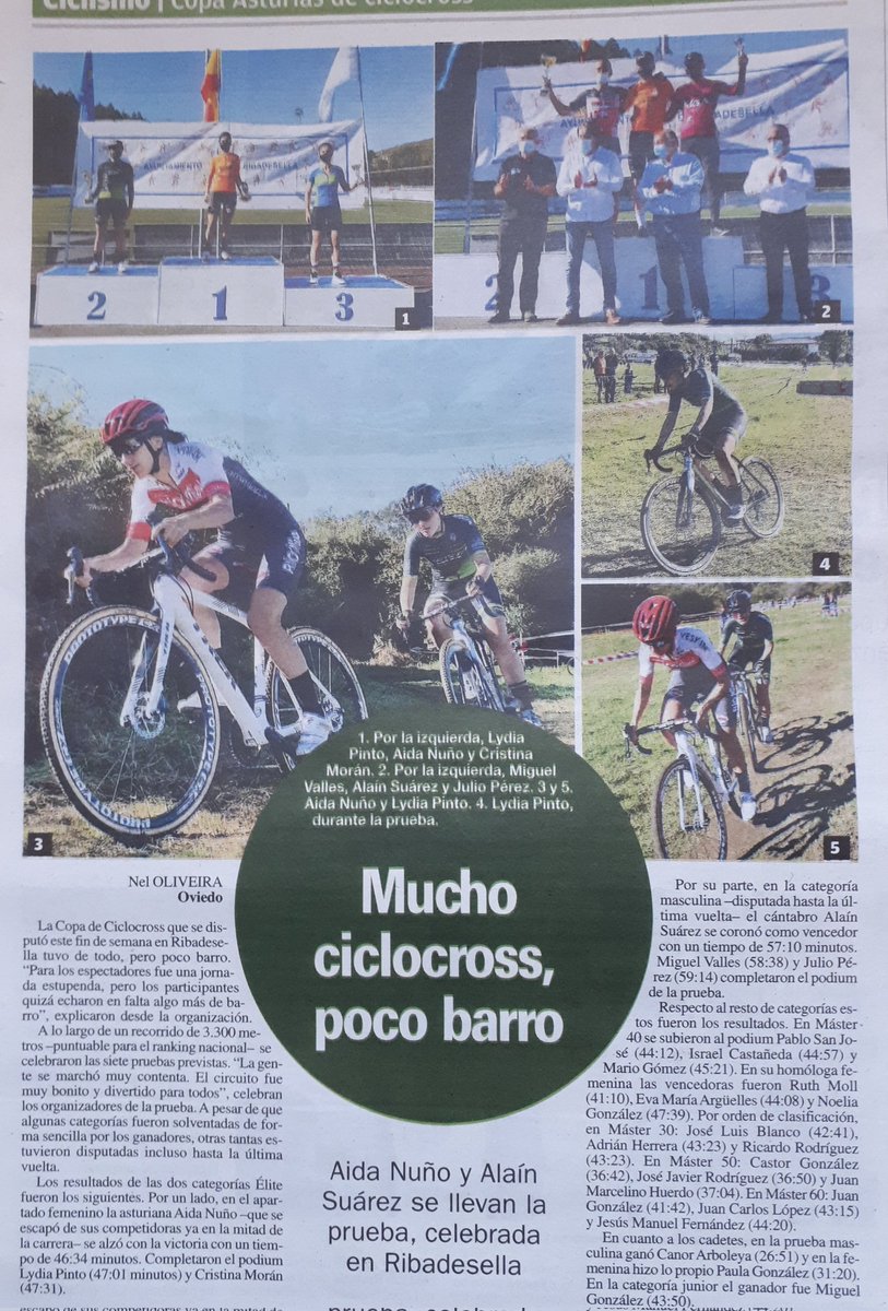 ciclopedreste's tweet photo. El diario La Nueva España dedica una hoja al arranque de la Copa Asturias de ciclocross en Ribadesella.#CxRibadesella https://t.co/AWwi2w39Vw