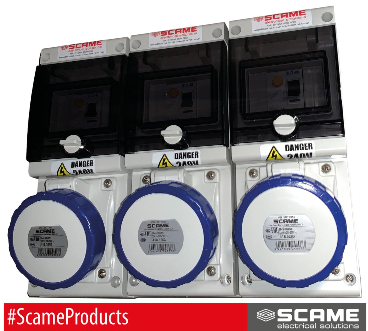 ScameUK's tweet photo. Here are three custom builds, manufactured for our customer in Biggleswade...
- 3 x BLOCK Series enclosures
- 32a sockets
- 240v
- IP66
- RCD protection
#ScameProducts #electrical #custombuild #industrial #ukmanufacturing #italianquality https://t.co/ZDw1gCYOAj