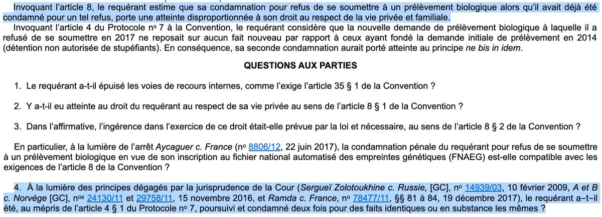 N_Hervieu's tweet photo. Fichiers de police : Une fois encore, la #France est mise en cause devant la #CEDH au sujet du fichage des empreintes génétiques (#FNAEG).
Les intéressés ont été condamnés pour refus de se soumettre au prélèvement biologique.
=> https://t.co/eAWLTI71cm & https://t.co/t3ywvyEJ6Y https://t.co/AybfwYE5P9