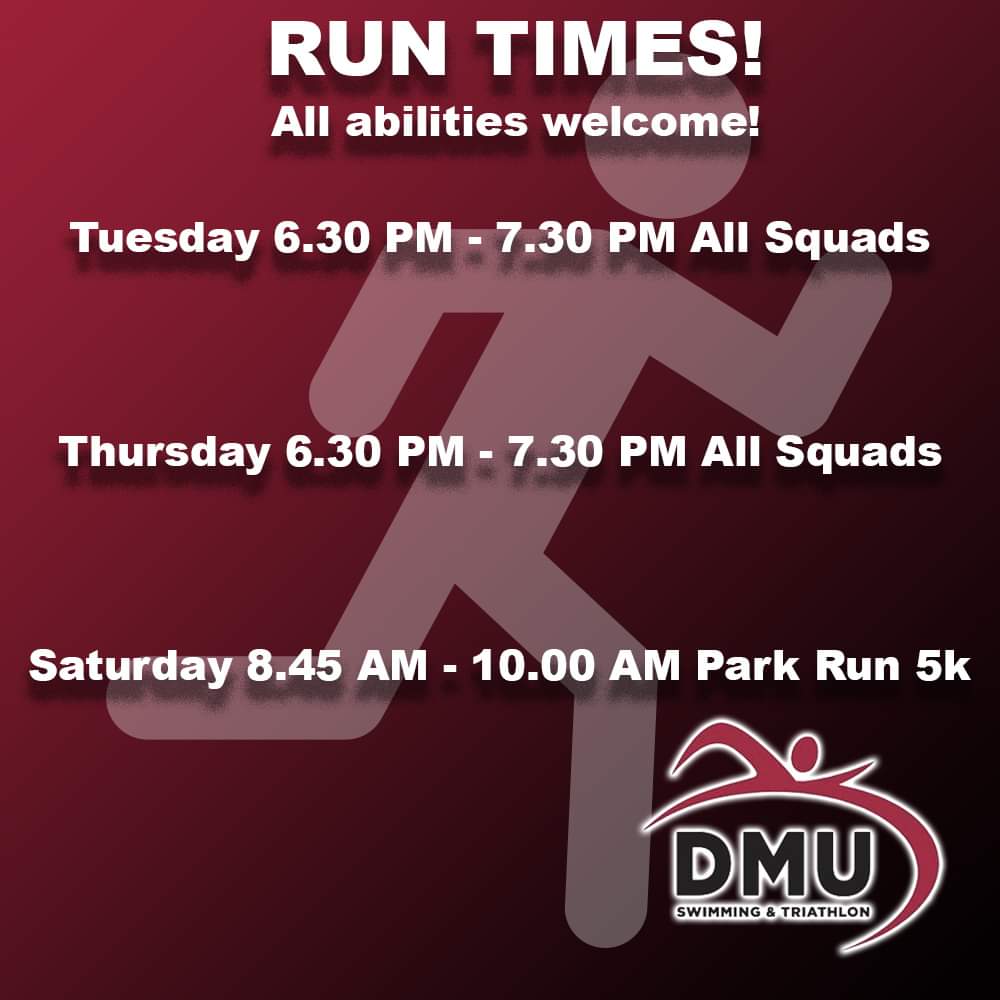 Updated running times, why not give it a go! Make the most of your membership and get some extra fitness in! All ability, short and long distance sets available!