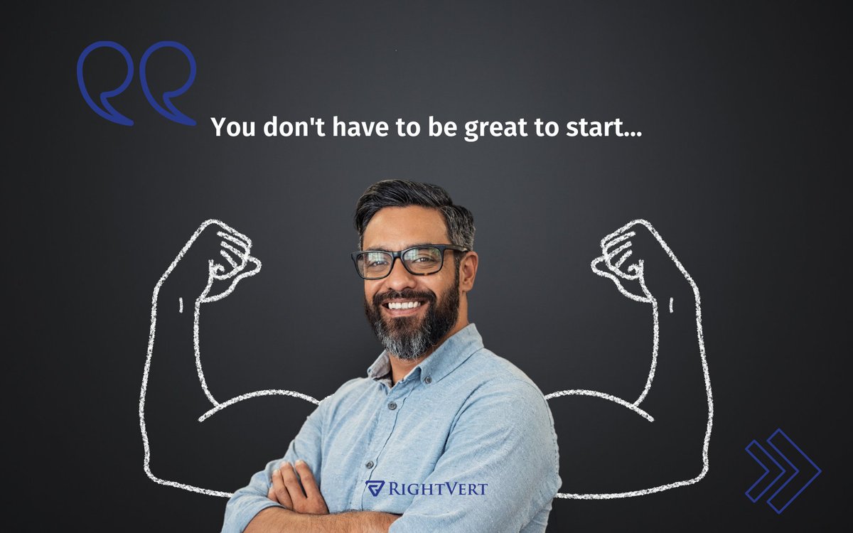rightvert's tweet image. “You don’t have to be great to start,
But you have to start to be great.” 
- Zig Ziglar

#Mondayreminder: If you want to be great, you have to get up and get started.

#mondaymotivation #timetogetstarted #businessgrowth #businesssuccess #businesstips #businessowner #entrepreneur