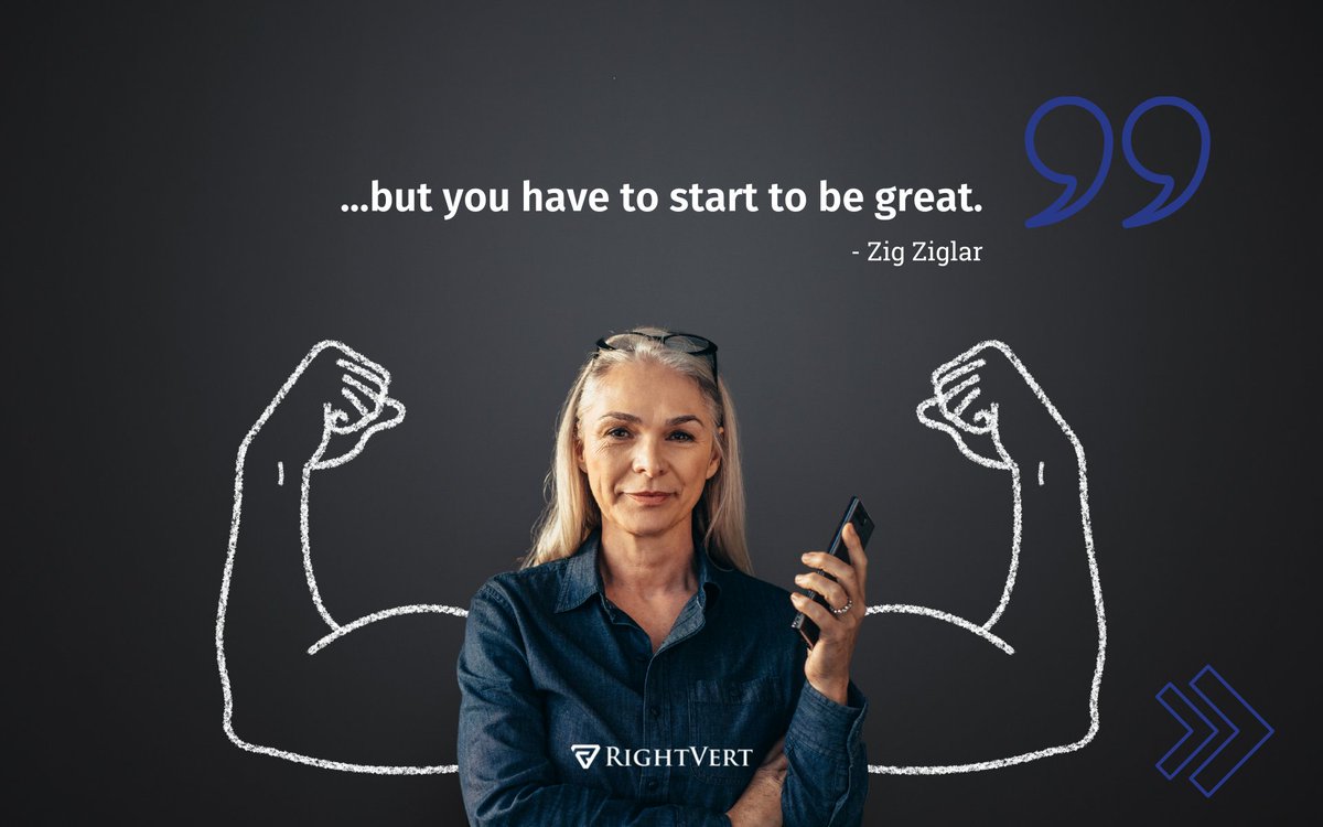 rightvert's tweet image. “You don’t have to be great to start,
But you have to start to be great.” 
- Zig Ziglar

#Mondayreminder: If you want to be great, you have to get up and get started.

#mondaymotivation #timetogetstarted #businessgrowth #businesssuccess #businesstips #businessowner #entrepreneur