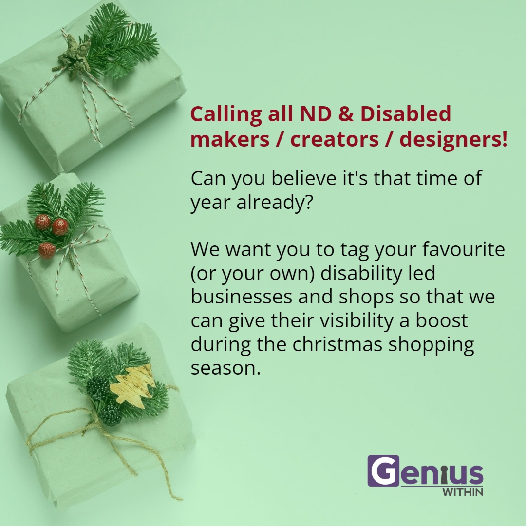 So many in our community are creators & entrepreneurs, we would love to help signpost our followers so they know where to go!
Tag your fave (or your own) business & we will select some for our 12 days of #Christmas shout outs 🎅
#DisabilityLed #Handmade #Entrepreneur #Gifting