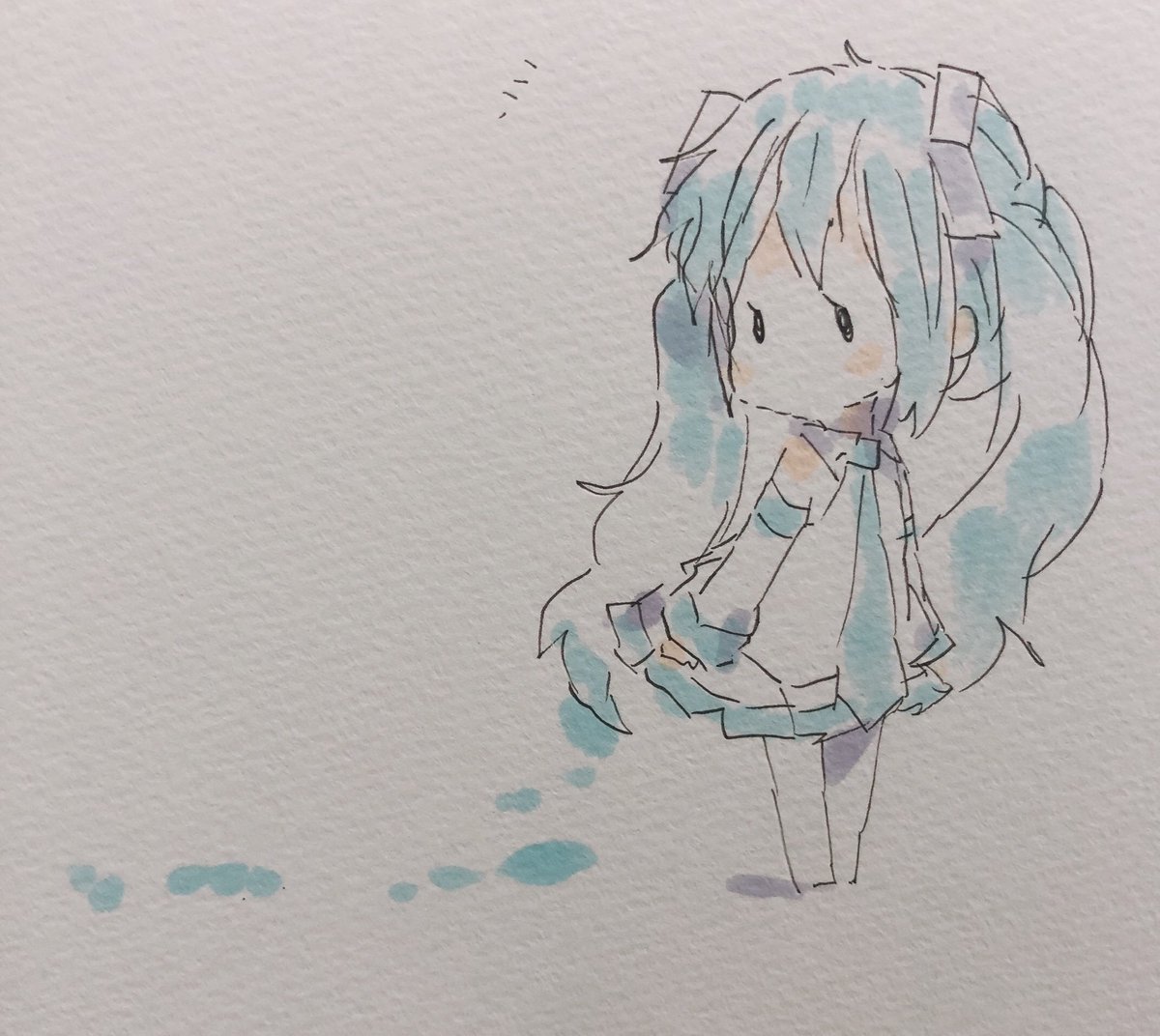 初音ミク「色が抜ける初音ミク 」|sakiのイラスト