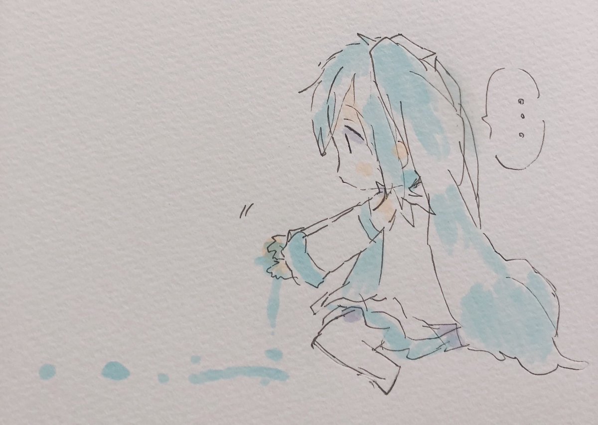 初音ミク「色が抜ける初音ミク 」|sakiのイラスト