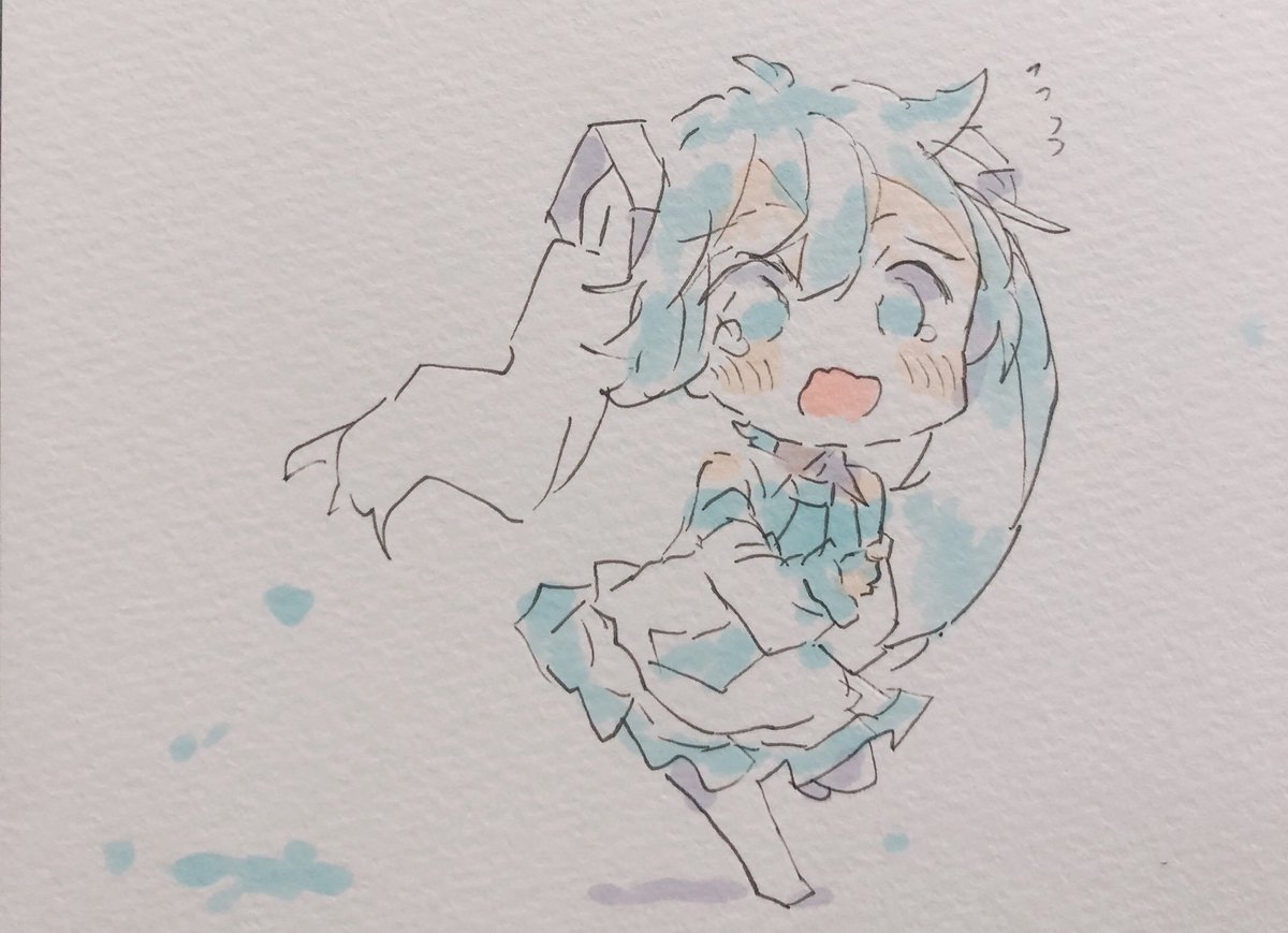 初音ミク「色が抜ける初音ミク 」|sakiのイラスト