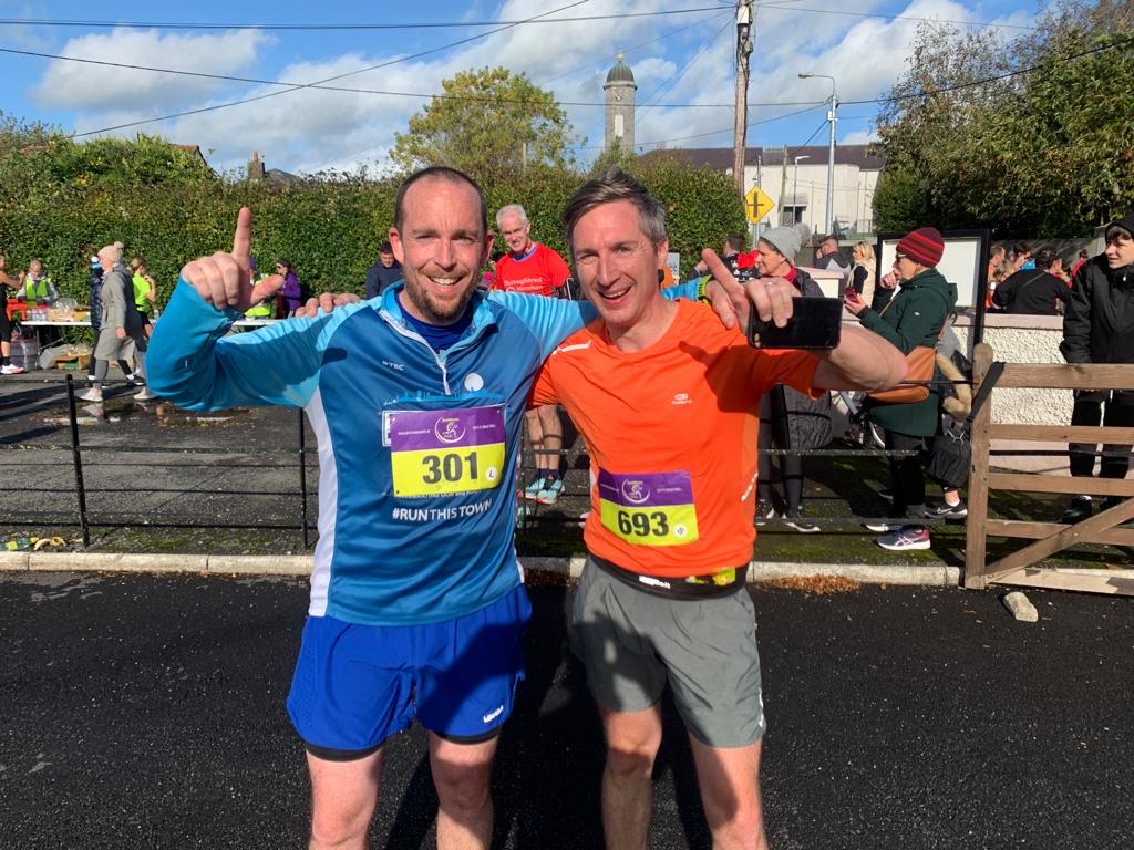 WineyRich's tweet photo. 6th and final Marathon of the year, which was actually 3 races in one; Kildare Marathon (in person) Dublin Marathon (virtual) and New York (virtual).  Conditions were perfect and great banter on the course and even a new PB for Martin to top off the day ⁦@dublinmarathon⁩ https://t.co/MjfYSFlTAR