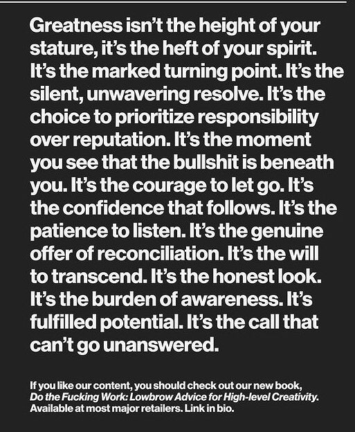 DelishoiTalengo's tweet photo. Some Monday motivation for you. A clever take on the meaning of "Greatness"... https://t.co/smnlsi4uOc