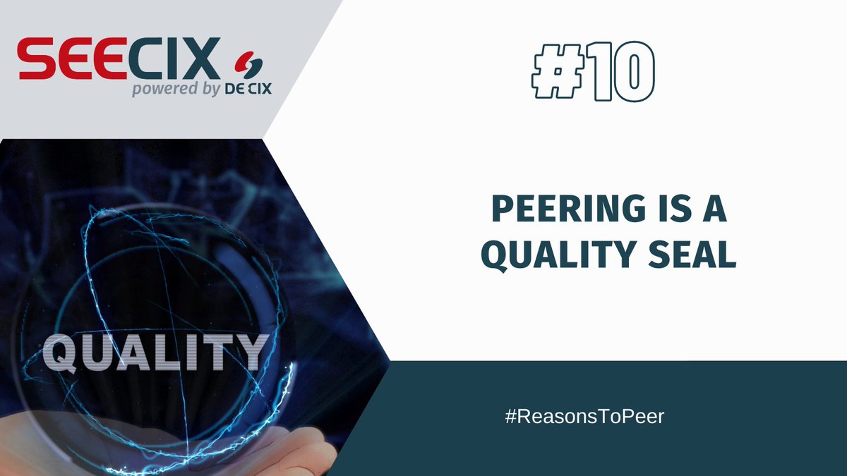 #ReasonsToPeer series concludes with article🔟 where you can learn how #peering can be used as a quality seal to grow your business📈: bit.ly/3C7n72x  #SEECIX #reasonstopeer #peering #DECIX