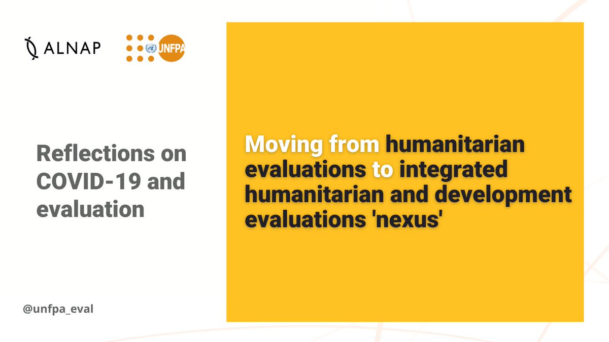 msegone's tweet photo. We should shift from ‘humanitarian evaluations’ to integrated humanitarian &amp; development evaluations ‘nexus’

Enhance the focus on real-time evaluations that support adaptive management

My reflections on #COVID19 &amp; #evaluation at #ALNAP21
#Eval4Action https://t.co/GJuwhSx6wG