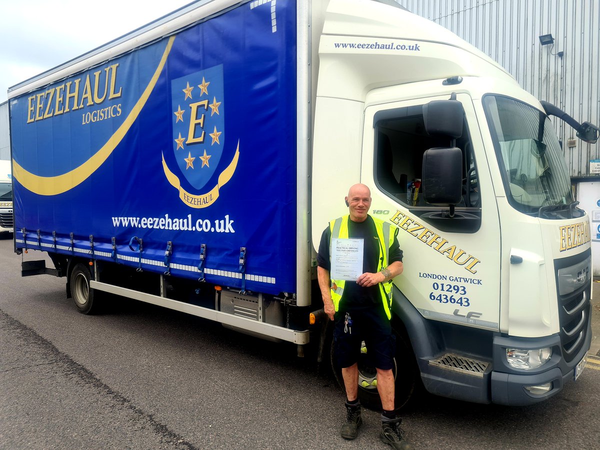 EezehaulSussex's tweet photo. Well Done! Shane has just passed his #HGV #Class2. Shane has been with #Eezehaul for a number of years and has been one of our 3.5T/7.5T #driver  trainers for new employees. He recently swapped from teacher to student to progress his licence up to class 2!#drivershortage #rha https://t.co/L1HswX7ENV