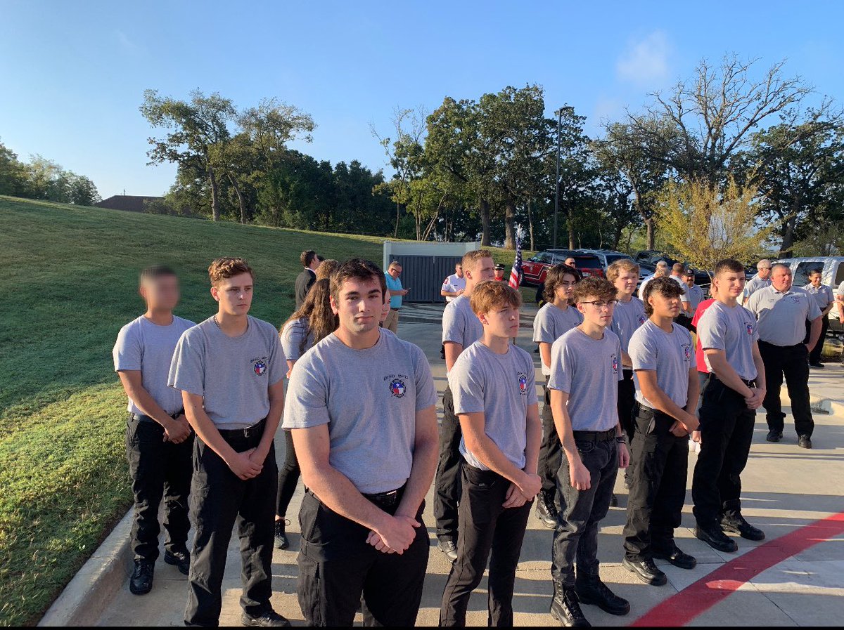 BfdCte's tweet photo. I am so proud of our city, fire dept, and school district for how we all came together to honor this young man. And also very proud of our Fire Academy students for their display of professionalism @burleson_cte @BHSElks @CHSSpartans https://t.co/ZUKoIoKFfa