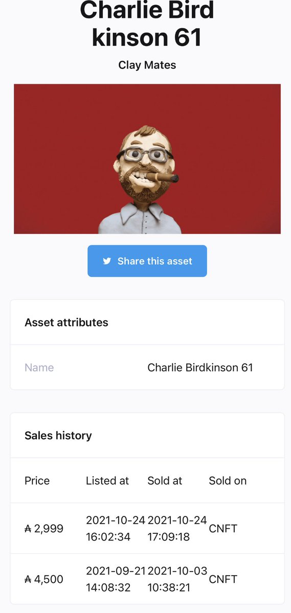jpegtrader's tweet photo. exchange of hands here 👀 congrats to the new #birdkinson100 charlie owner… #clayhands #cardano #cnft @The_ClayMates https://t.co/ii35G8J56O