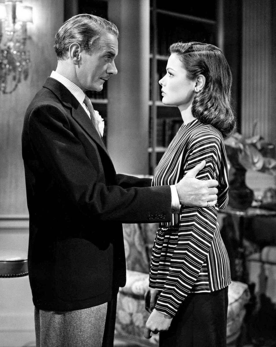 cjubarrington's tweet image. Clifton Webb and Gene Tierney in a publicity photo for Laura (1944)