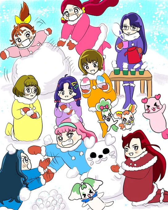 #映画トロプリみたよ 
トロプリ映画のファンアート描いたよ✨
わちゃわちゃ～～!
#育児絵日記 #映画トロプリ #映画プリキュア 