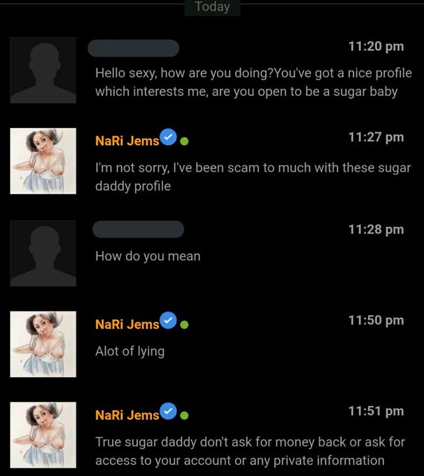 Also people who keep coming to my profile saying that there a sugar daddy or sugar momma please know