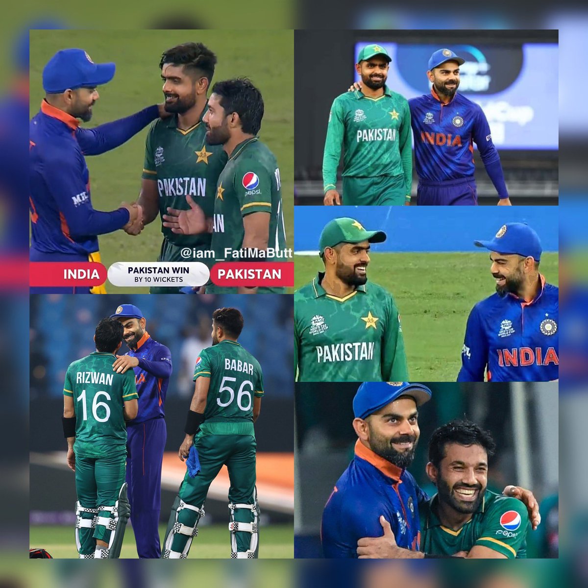 The most loving thing of #PAKvIND #T20WorldCup match was sportsman spirit and I love & enjoy that ❤
#LetPeacePrevail 🇵🇰🇮🇳
#LongLivePeace
#ViratKohli #BabarAzam 
#T20WorldCup2021