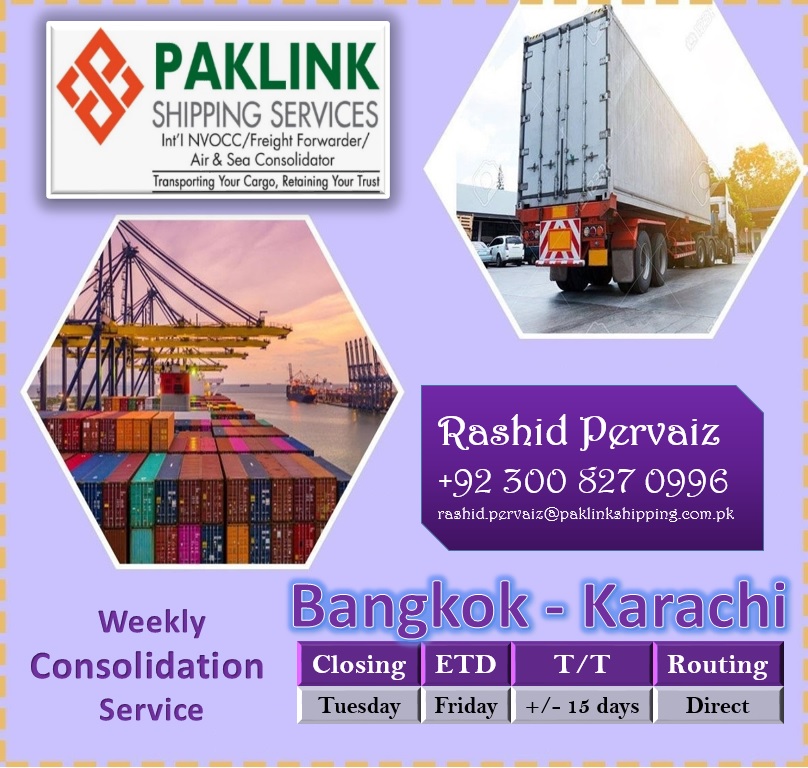 PaklinkShippin's tweet photo. We offer weekly sailing from Bangkok to Karachi. Book your freight now and obtain:
•Reliability
•Competitive rates
•Great customer service
#shipping #logistics #freightforwarding #freight #airfreight #aircargo #seafreight #consolidation #transport #transportation #IATA #WCA https://t.co/Vkg4DGWlBR