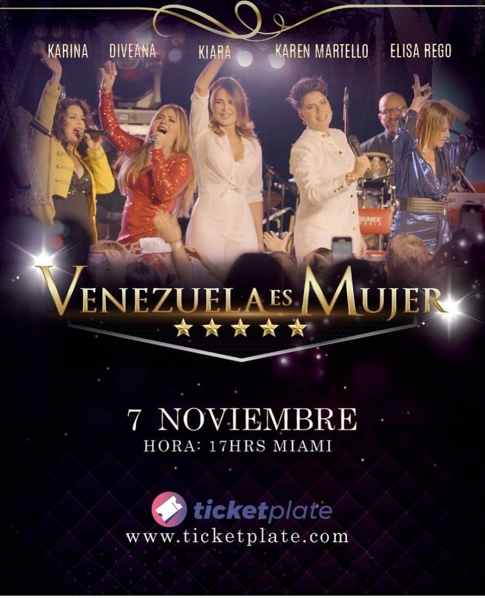 fanskarinaenmex's tweet photo. Gran Streaming de Venezuela es Mujer . Cinco estrellas en un mismo escenario, cinco voces que hicieron vibrar de emoción a cada persona que estuvieron presente y ahora también lo podremos sentir con el Streaming Mundial este 7 de Noviembre ticket en @TicketPlateUSA https://t.co/JO5kzwscOM
