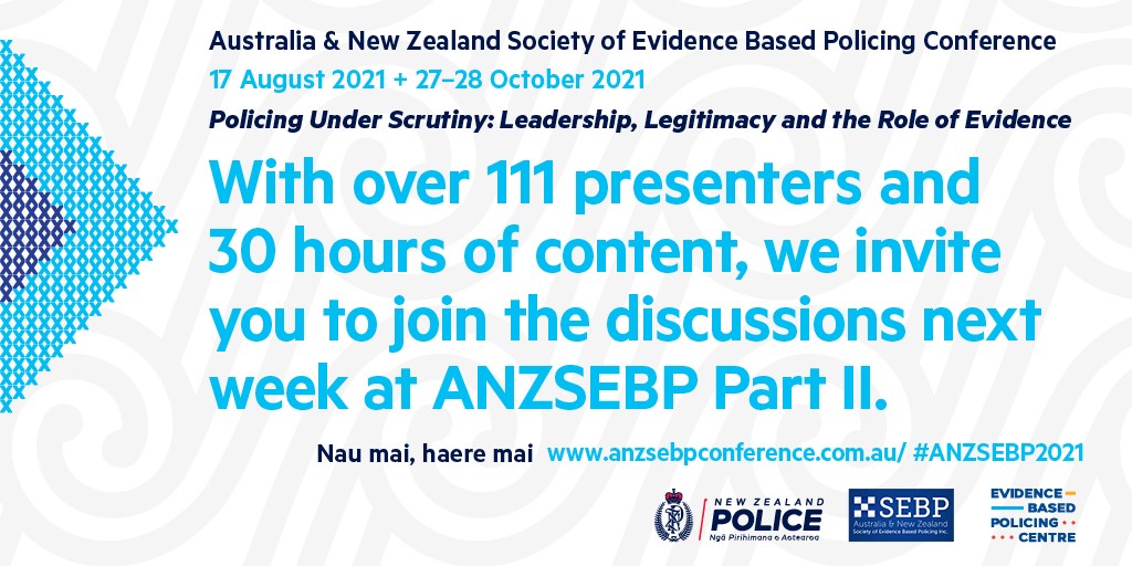 anzsebp's tweet photo. Less than 48 hours to go until we go live with Part II of #ANZSEBP2021. Join us live from Wednesday as we tackle some of the biggest challenges confronting #EBP in Australia and NZ w/@EBPC_NZ @davidco75504827 @siwilliams79 @AICriminology https://t.co/2stR0TyUIa https://t.co/fQvg48KTga