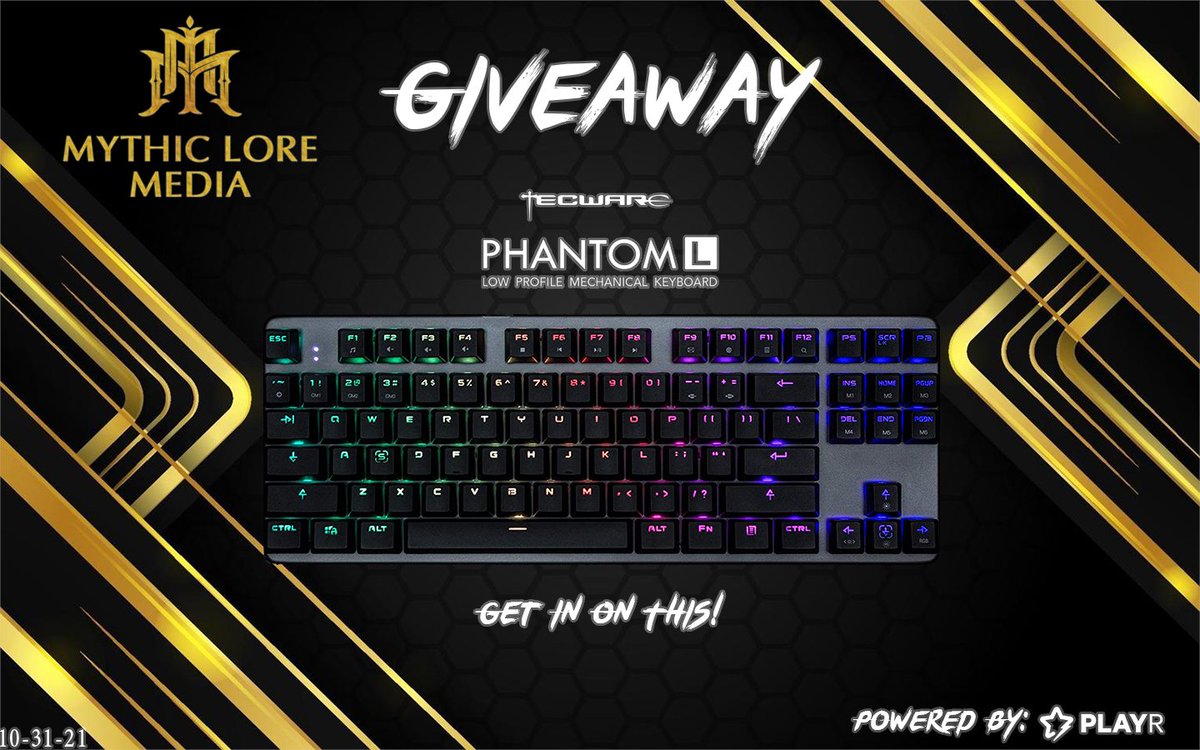 Mana_Fox's tweet photo. Spooktober #Giveaway!!!
Visit https://t.co/Li63L8eQXq to enter in for a chance to win a #Tecware Phantom L gaming keyboard.
Share this tweet for a bonus entry!
Winner will be announced Halloween Night 2021 👻 https://t.co/6hOWtkCHji