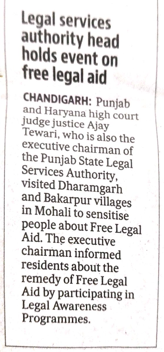 MohaliDlsa's tweet photo. Pan India Awareness and Outreach Programme:
Media Coverage 
@NALSALegalAid 
@LegalAidPunjab https://t.co/lF6Sk2aN5I