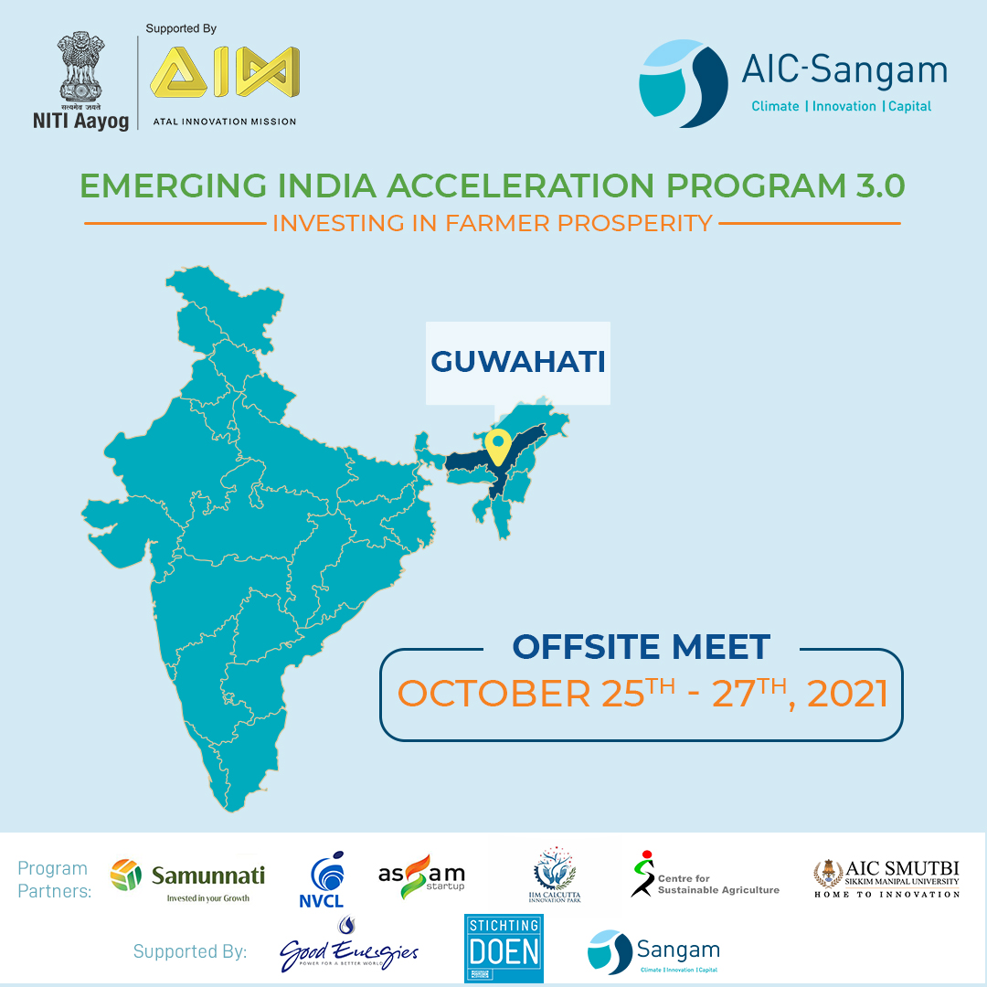 AicSangam's tweet photo. #OFFSITEMEETALERT
The offsite meet for #EIAP3 starts from today in Guwahati. Stay tuned for more updates!

#farmerprosperity #regenerativeagriculture #fpos #startups #foodsecurity https://t.co/ON3ZFo3t4R