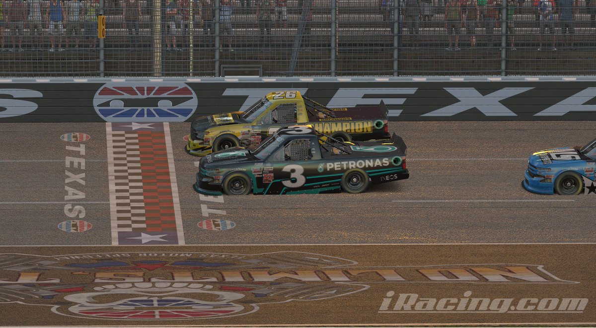 WINNERS IN THE LONE STAR STATE! 🇨🇱🏆

@Hunter_544 gets Checkmate Motorsports their first win of the season in a photo finish! Quimby ran top 5 all day, and Griff limped it home P13.

Up next: Hotlanta 🔥

P1: @Hunter_544
P11: <a href="/jQuimbss3/">J . Q U I M B Y !</a>
P13: <a href="/CommandoGriff3/">Commando Griff3</a>