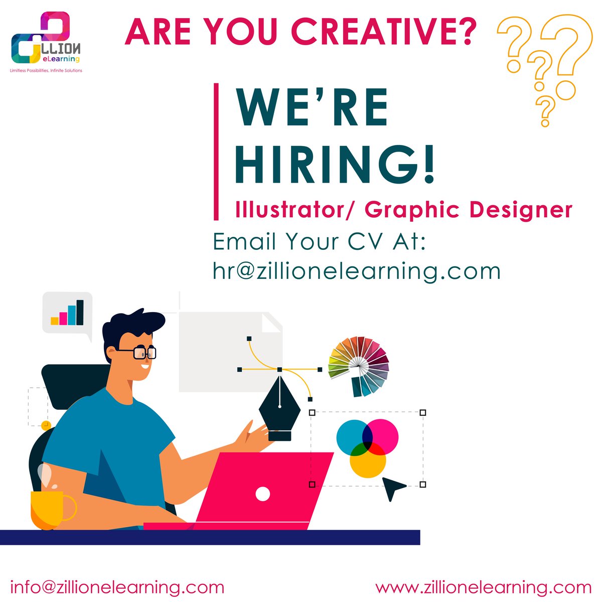 ZilionELearning's tweet photo. Are You Creative?
We Are HIRING!
Send your CV at: hr@zillionelearning.com
#zillionelearning #zillion #elearning #hiring #illustrator #graphicdesigner #creative #innovative #passionate https://t.co/quET9ov9ti