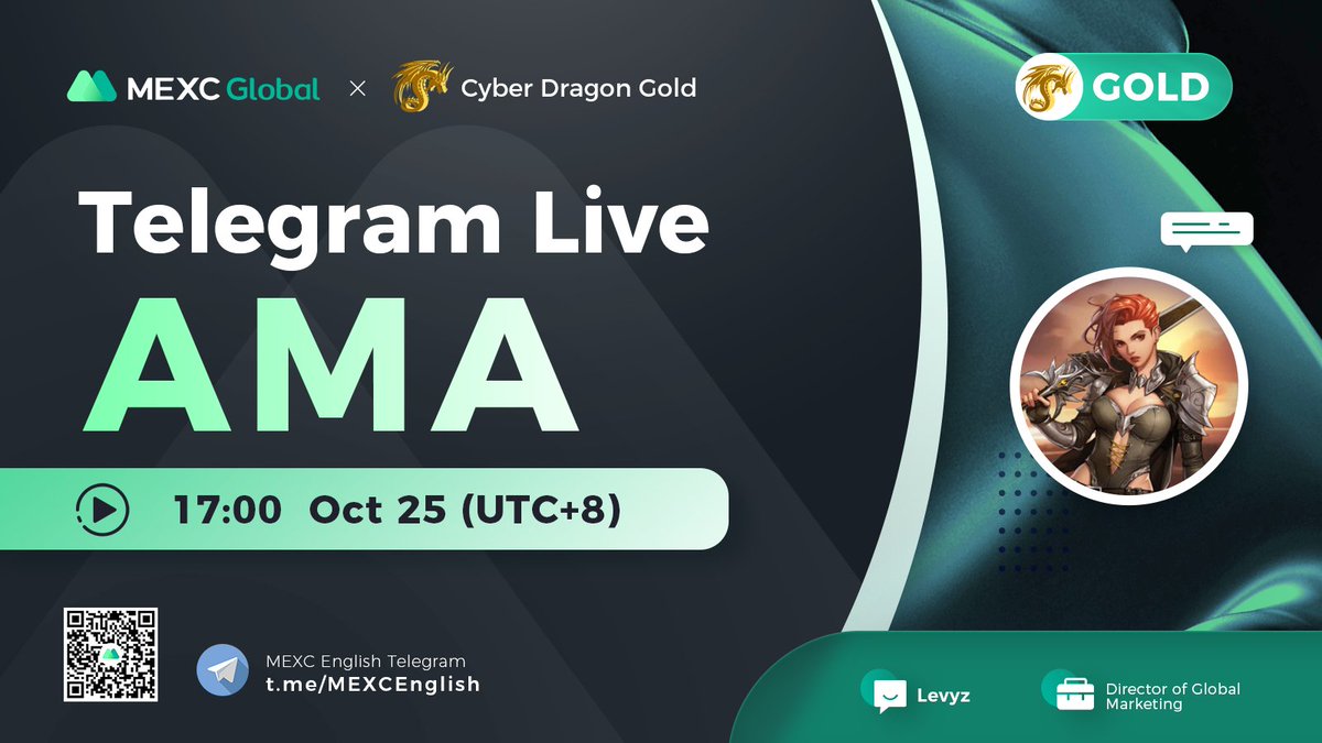 🌟@MEXC_Global AMA with <a href="/binary_x/">Cici</a> $GOLD

📍TG group: t.me/MEXCEnglish
⏰17:00 Oct 25 (UTC+8)

✅Follow <a href="/binary_x/">Cici</a> &amp; @MEXC_Fans
✅RT &amp; Like &amp; Tag 3
✅Comment 

🌈10 ppl* 10 $USDT equivalent token

Learn more about <a href="/binary_x/">Cici</a> &amp; #giveaway🎊🎊