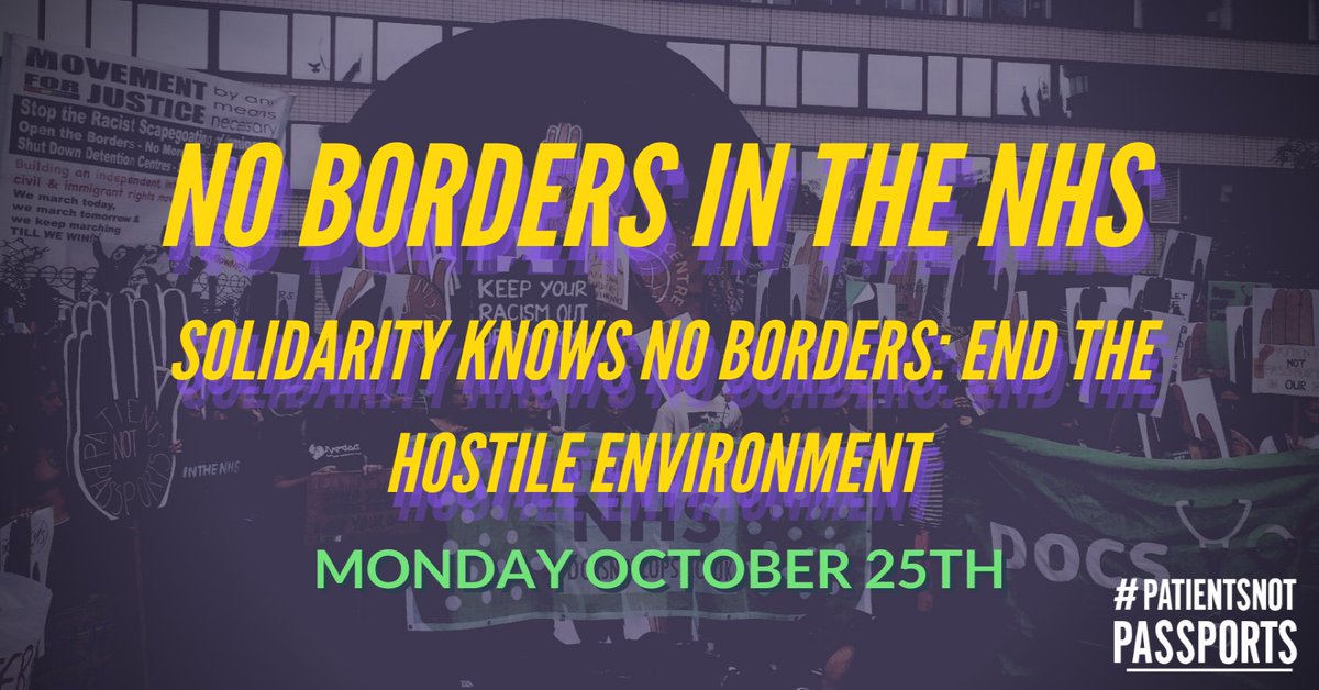 💥 Day 3 of #NoBordersInTheNHS Week of Action! Today we say #SolidarityKnowsNoBorders: End the Hostile Environment 🌍🗣️📣 

The Hostile Environment seeks to destroy lives and undermine access to vital public services - from schools, to housing, to healthcare.
