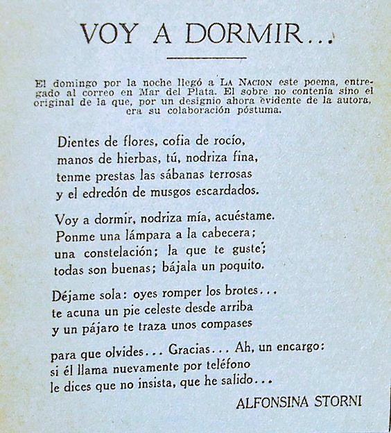 literlandweb1's tweet photo. #AlfonsinaStorni se suicidó tal día como hoy de 1938, tras sufrir un proceso avanzado de cáncer de mama. Se arrojó al mar desde una escollera en Mar del Plata. Escribió un último poema dirigido a su hijo. Tenía 46 años. "Voy a dormir", escribió. https://t.co/yfTCMFZ43l