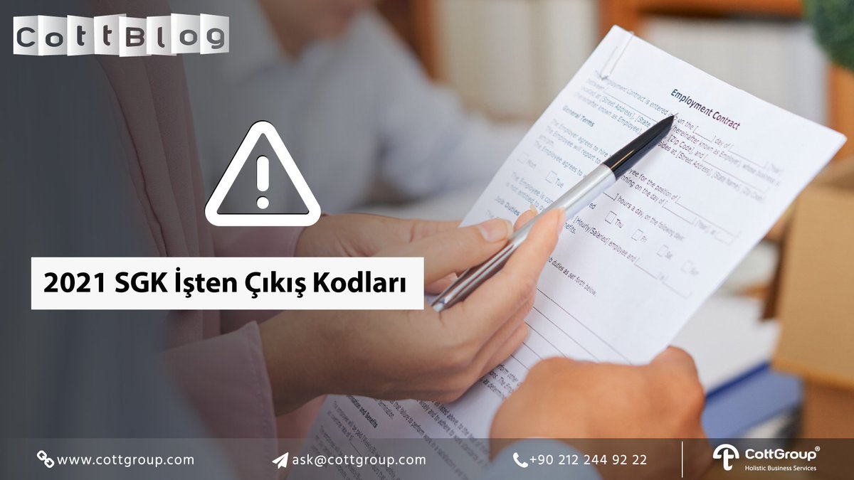 CottGroup's tweet photo. 2021 SGK İşten Çıkış Kodları
Detaylar için tıklayınız: https://t.co/4gsY41ypA3
2021 SSI Termination Codes
Further details are on: https://t.co/CIEZ4wvrC2
#SGK #SSI #İştenÇıkışKodları #TerminationCodes #Danışmanlık #Consultancy #CottGroup https://t.co/dsaNuE54hy