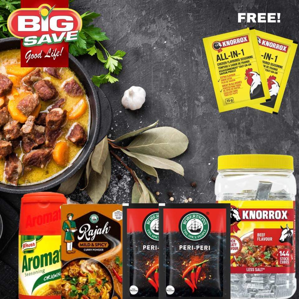 Purchase any of these shrinks. 

10 x 75g Aromat ( 1 shrink), 10 x 50g Rajah mild &amp; spicy ( 1 shrink), 40 x 7g Robertson ( 1 shrink), Knorrox 144 jar and get a knorrox seasoning 15g shrink FREE!

Activation happening today at Big Save Hammanskraal.

#activation #aromat #rajah