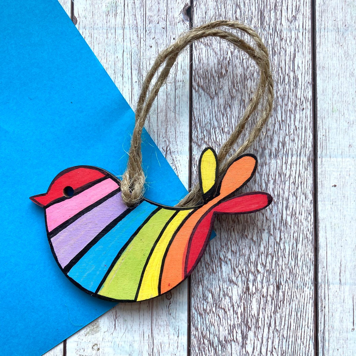 buck_lj's tweet photo. Rainbow Bird Christmas Decorations Tree, Colourful Ornament, Thinking Of You, Missing You, Positivity Gift, New Home Gift, Rustic Decor. https://t.co/ZLe6arywdh #Slumbermonkey #Etsy #GiftForBestFriend https://t.co/TUBLZwaYss