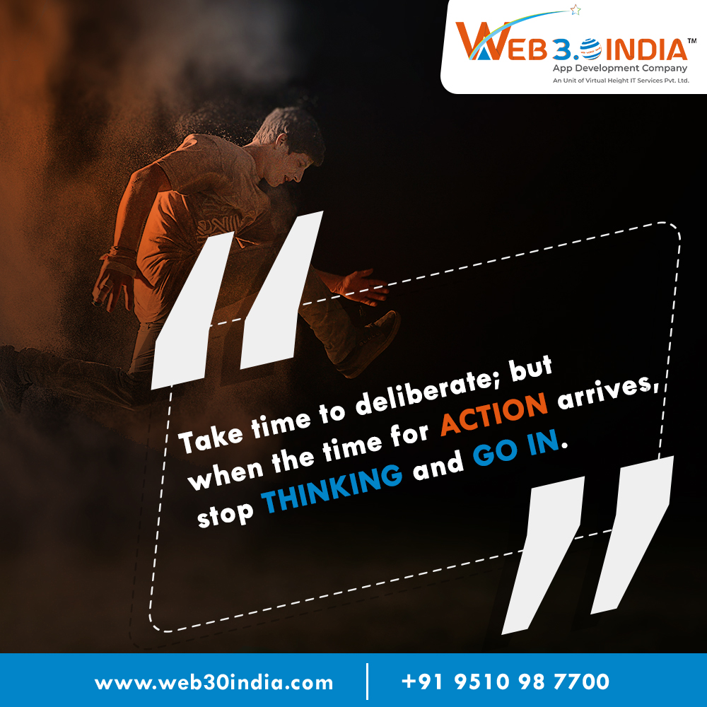 web30_india's tweet photo. Take time to deliberate; but when the time for ACTION arrives, stop THINKING and GO IN.
.
.
.
#BestQuotesoftheDay #GetMotivated #Inspirational #WordsofWisdom #MondayMotivational #MondayMotivation #MondayMotivationalQuote #MondayMotivations #MondayMotivationMessage #Monday https://t.co/6Jp1IiZ6Gt