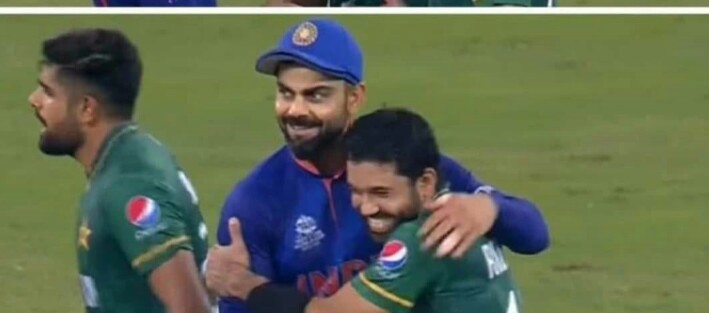 The happiness on Rizwan's face on hugging Kohli ☺️