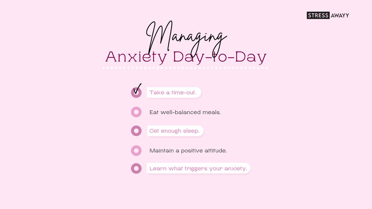 StressAwayy's tweet photo. Anxiety is a feeling of fear, dread, and uneasiness. Anxiety affects physical and mental wellbeing. Follow the below tips to manage.

#anxiety #stress #stressrelief #sleep #wellness #food #break #positive #attitude  #relax #relaxation #mentalhealth #health #happy #stressawayy https://t.co/lGykGXMkyC