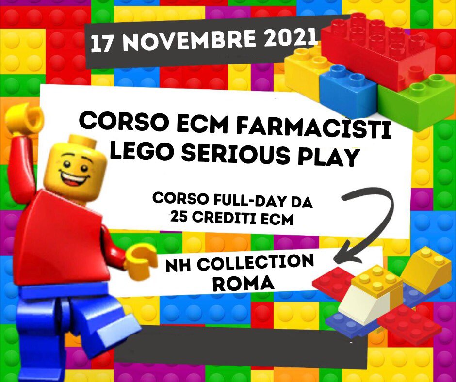doctura's tweet photo. #servizifarmaciaitalia invita i suoi farmacisti : 

📣📣CORSO ECM FARMACISTI LEGO SERIOUS PLAY 📣📣

🟢Esperienza unica
🟢SOLO 15 PARTECIPANTI
🟢17 NOVEMBRE 2021 - ROMA

👉CLICCA QUI PER ISCRIVERTI ➡️➡️ https://t.co/1roRFY9JIM
CONTATTACI VIA WHATSAPP 👉👉https://t.co/ksxJHlsWpG https://t.co/zzzklXPQTu