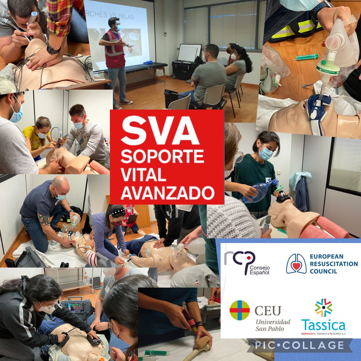 RakelMerlo's tweet photo. Intenso fin de semana en la 1a edición de nuestro curso SVA en el #MMUEC de @TASSICA_ -@USPCEU. Cuando la docencia es una pasión, se nota, y si la implicación del alumno es excelente, sale lo mejor de todos. #especialidadMUE 
#docencia #FormacionRCP https://t.co/tJE5TXk6UU