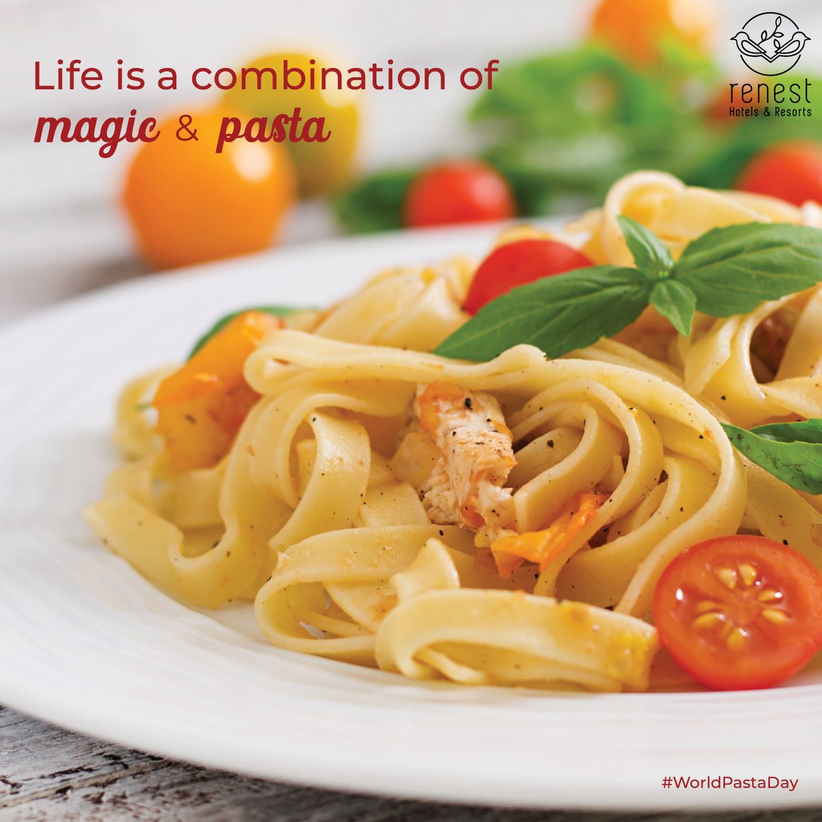 RenestManali's tweet photo. Happy World Pasta Day! Time to enjoy the most deliciously cheesy creations with a flavorful platter to choose from. 
#RenestHotels #RenestResorts #boutiquehotel #hospitalityindustry #WorldPastaDay #pasta #foodporn #pastalove #foodiesforlife #spaghetti #pennepasta https://t.co/BDqGCfT5mn