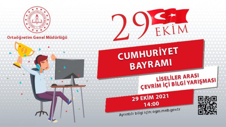 🏆👨‍💻Bakanlığımız Ortaöğretim Genel Müdürlüğü tarafından düzenlenen 29 Ekim Cumhuriyet Bayramı Liseliler Arası Çevrim İçi Bilgi Yarışmasına başvurular devam ediyor.

🖱🔗 ogm.meb.gov.tr/www/29-ekim-cu…

<a href="/tcmeb/">Millî Eğitim Bakanlığı</a> 
<a href="/tcmuglavaliligi/">Muğla Valiliği</a> 
<a href="/emrecay55/">Emre ÇAY</a>