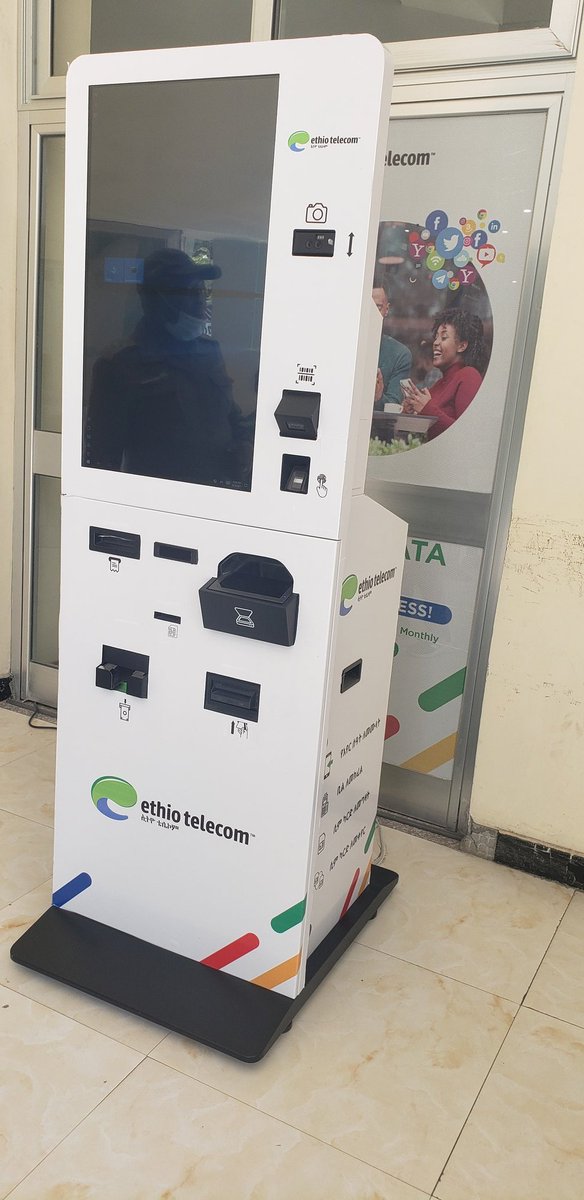 TeddyTassewK's tweet photo. Ethio Telecom to rollout a digital machine for its telecom and financial services.

- Buy Sim card and replacement 
- Airtime Topup 
- Cash out from Telebirr 
- Bill payments via Telebirr 

#telecomET #mobilemoneyET #digitaleconomy #DFS https://t.co/uS3X16WVSN