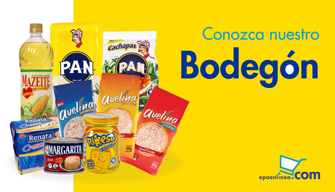 FerreteriaEPAVE's tweet photo. Le invitamos a visitar nuestro #BodegónEPA, tenemos enlatados, cereales, galletas, helados y mucho más. Ya puede hacer sus compras a través de #EPAenLinea https://t.co/Z6Ts9sEK2d. #EPAve https://t.co/AVZ4bwYudd