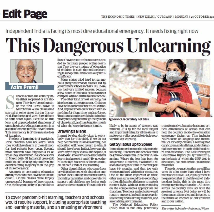bthakore's tweet photo. The pandemic impact on the Indian education system is the worst catastrophe the country is facing. And it's being given the least attention. https://t.co/5wEMmSXUa5
