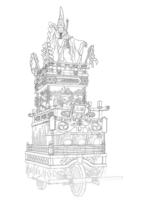 今日は栃木県栃木市の就労継続支援A型事業所で、私が持参したタブレットPCを使い、ご依頼をいただいたイラストを制作していました! 栃木市の人形山車「静御前」ですo(゜∇゜*o)(o*゜∇゜)o～ #障がい者アート #発達障害 #ADHD #絵描きさんと繋がりたい 