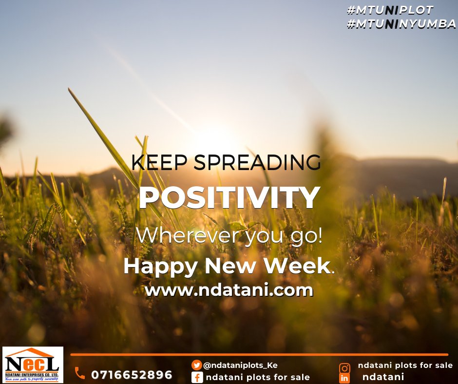 ndataniplots_Ke's tweet photo. Keep spreading POSITIVITY Wherever you go!
Happy New Week.
https://t.co/rPXZysdMNc
#MtuNiPlot https://t.co/JEnebhqPBe