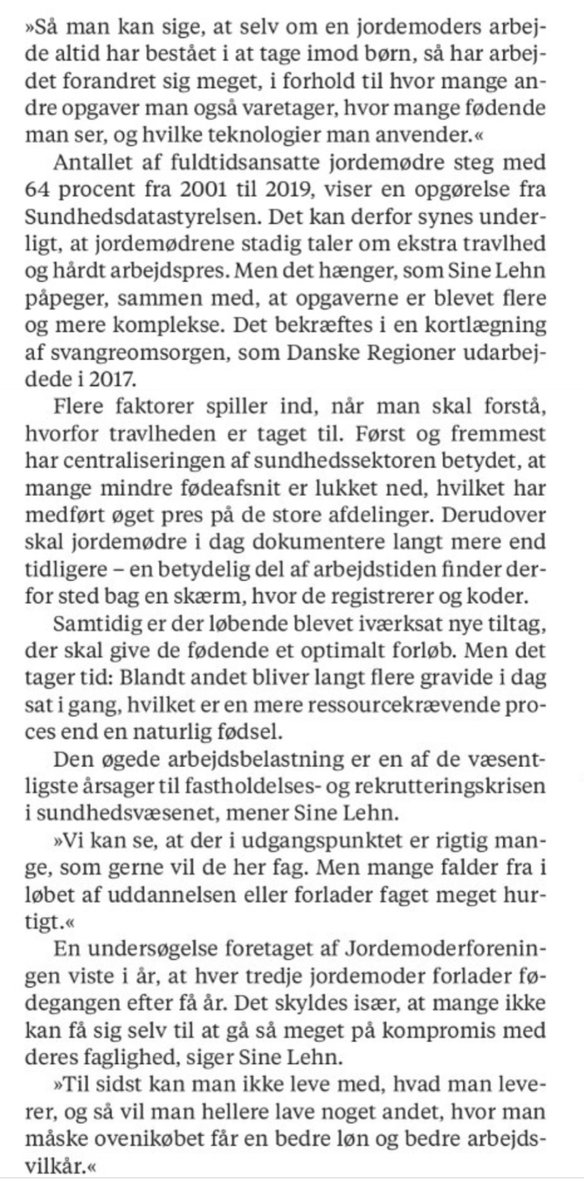 ibennielsen's tweet photo. @SineLehn, ekspert i sundhedsuddannelser og sundhedsprofessioner på @roskildeuni forklarer i @informeren hvorfor fødeområdet er i knæ, hvorfor jordemødrene flygter fra de offentlige fødesteder, og hvorfor der er alt for travlt, når der samtidig er ansat flere jordemødre👇🏼#sundpol https://t.co/9wpurtk9rE